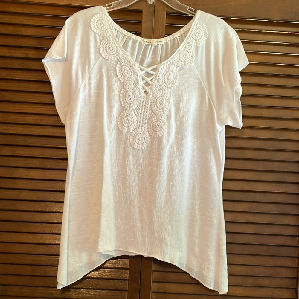White Flutter Sleeve Tie Front Blouse